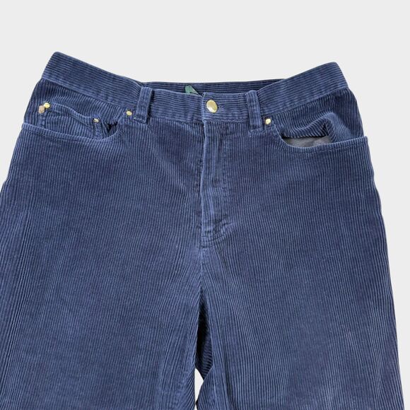 Ralph Lauren Corduroy Pants Womens 12P Navy Blue High Rise Straight Leg - Picture 6 of 13